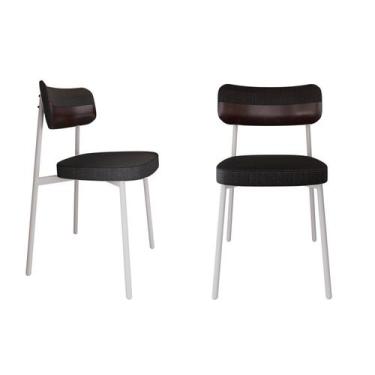 Imagem de Cadeira Alloa Fixa com 4 Pés 50 x 44,7 x 83,8 cm com 2 Unidade Preto/C