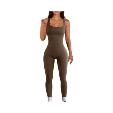 Imagem de Macacão De Yoga Sem Costura Para Mulheres Com Decote Quadrado, Legging