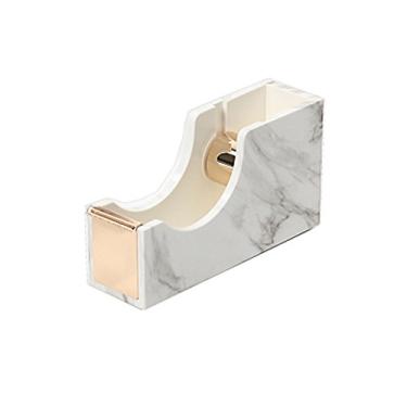 Imagem de Fita adesiva de mesa de textura de mármore branca MEI YI TIAN em tom dourado de 2,5 cm suporte de fita de núcleo de metal para escritório, casa, materiais escolares (dispensador de fita de ouro mármore)