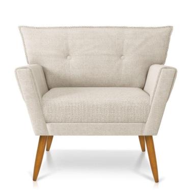 Imagem de Poltrona Anitta Linho Pés Palito Castanho Cor A79 Preto