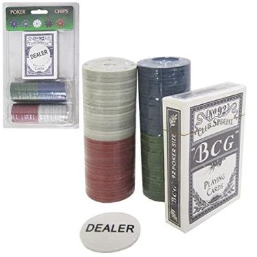 Imagem de Ficha De Poker Com 80 Fichas + 1 Baralho + Dealer Na Cartela