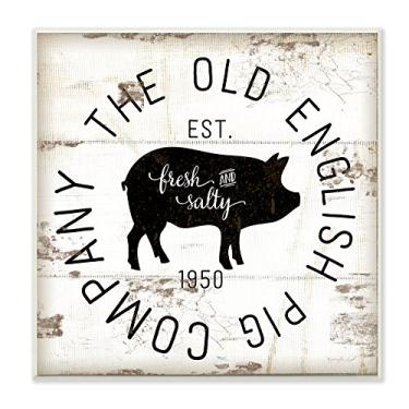 Imagem de Stupell Industries Old English Pig Co Placa de parede vintage, 30,5 x 30,5 cm, multicolorida