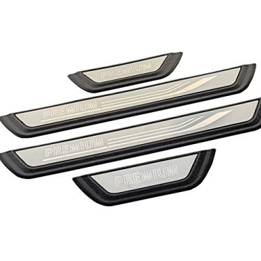 Imagem de GZBFTDH Protetor de placa de proteção de rasgo da porta do carro, para Hyundai Santa Cruz 2022 2023, acessórios de capas de acabamento de aço inoxidável conjunto de 4 peças