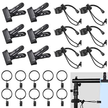 Imagem de Rustark Conjunto de clipes de fundo para fotografia com 22 peças, incluindo suporte de pano de fundo resistente, grampo de mola elástico para suporte de foto