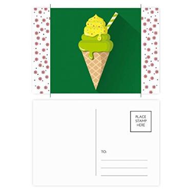 Imagem de Cones de sorvete Matcha verde picolés de Natal flor de celebração cartão postal de bênção