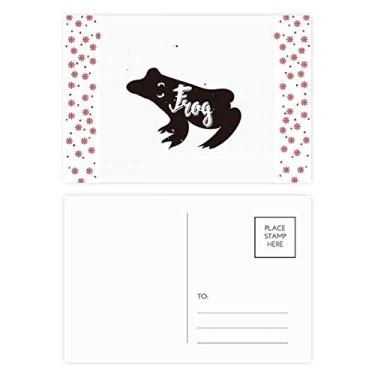 Imagem de Cartão postal Frog Black and White Animal Christmas Flower Celebration Blessing Mailing Card