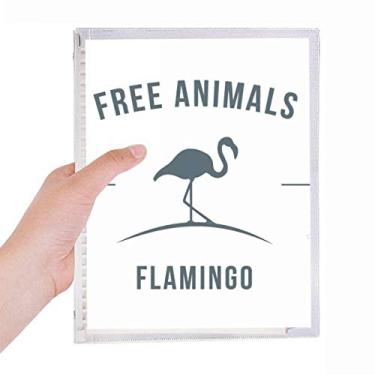 Imagem de Caderno de desenho animado flamingo com desenho azul, folha solta, recarregável, diário de papelaria