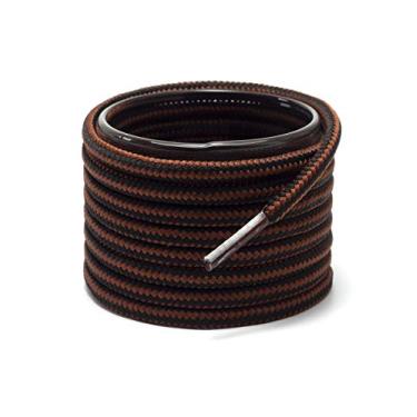 Imagem de Cadarços de bota de dois tons redondos resistentes para trabalho e caminhada com 4 alças de ponta de cadarço da Shoemate, 12 Rufous/Black, 23"(58cm)