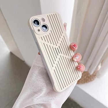Imagem de Estojo rígido ultrafino de malha de dissipação de calor para iPhone 11 13 14 Pro Max 12 Pro max Respirável Resfriamento Oco Fosco Capa traseira, Branco, outro