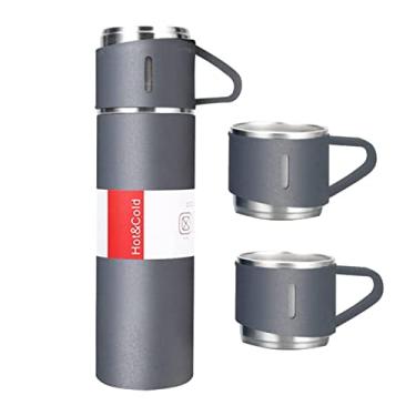 Imagem de Garrafa de Água Café Térmica Squeeze com 2 Canecas 500ml (Cinza)