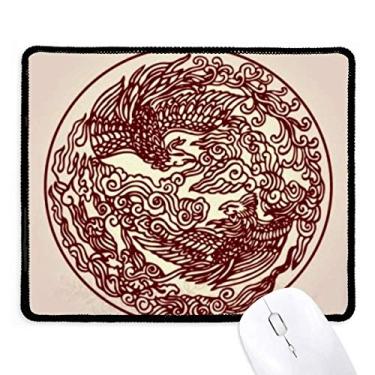 Imagem de Mousepad de dragão chinês com borda costurada, tapete de borracha para jogos