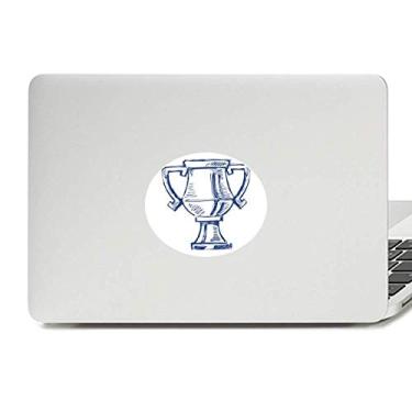 Imagem de Adesivo de notebook com emblema de vinil azul do troféu do campeonato de futebol