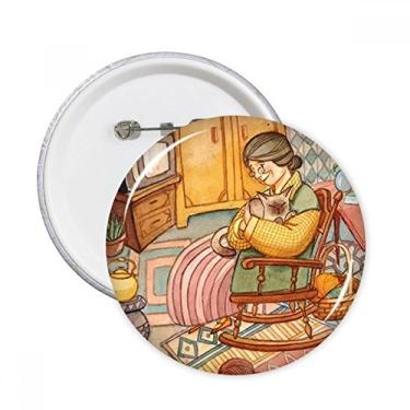 Imagem de Miaoji Pintura Aquarela Gato Lã Vovó Pinos Redondos Emblema Decoração Roupas 5 peças Presente