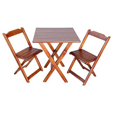 Imagem de CONJUNTO DE MESA DOBRÁVEL MADEIRA 60X60 COM 2 CADEIRAS IMBUIA - TARIMATÃ