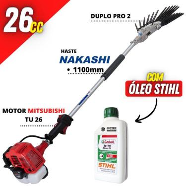 Imagem de Derriçadeira de Café Profissional Nakashi DD2L262M Com Motor Mitsubishi TU26 2T Braço de 1100mm e Mãozinha de Garra Dupla Pro 2 + Óleo Castrol Stihl