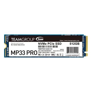 Imagem de TEAMGROUP MP33 PRO 512GB M.2 PCIe 2280 NVMe 1.3 SSD interno, até 2100MB/s Gen3x4 Solid State Drive, Terabyte Written TBW>400TB TM8FPD512G0C101