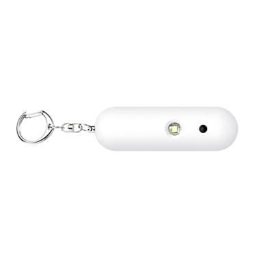Imagem de Chaveiro Alarme de segurança pessoal, tamanho compacto, som seguro, alarme pessoal, luz estroboscópica LED para mulheres para atividades ao ar livre (branco)