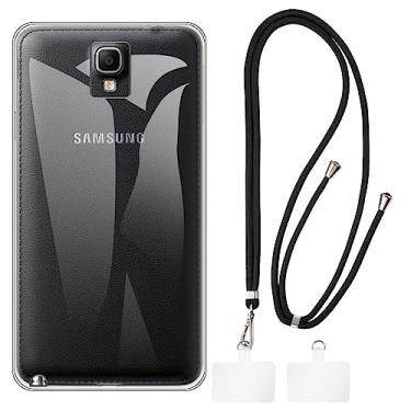 Imagem de Shantime Capa para Samsung Galaxy Note 3 Neo + cordões universais para celular, pescoço/alça macia de silicone TPU capa amortecedora para Samsung Galaxy Note 3 Neo LTE+ N7505 (5,5 polegadas)