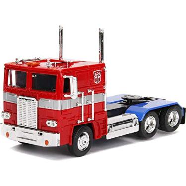 Imagem de G1 Autobot Optimus Prime Truck Red with Robot on Chassis from Transformers TV Series "Hollywood Rides" Series Diecast Model by Jada"""