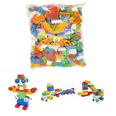 Imagem de Kit Com 504 Peças Blocos De Montar Crie e Recrie Coloridas original - Gravo Brink