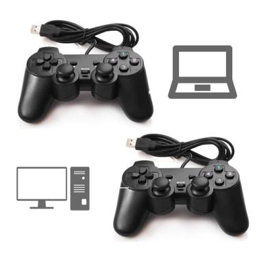 Imagem de Kit 02 Controle Joystick Com Fio Para PC Notebook Game Retrô Emulador Conversor 4K Cabo USB
