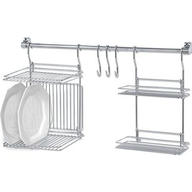 Imagem de Escorredor de Louça Suspenso Organizador Cozinha de Parede com Prateleiras