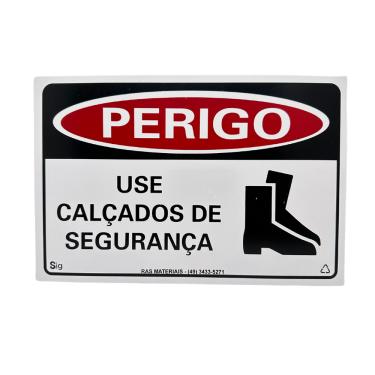 Imagem de Placa Perigo Use Calçados de Segurança