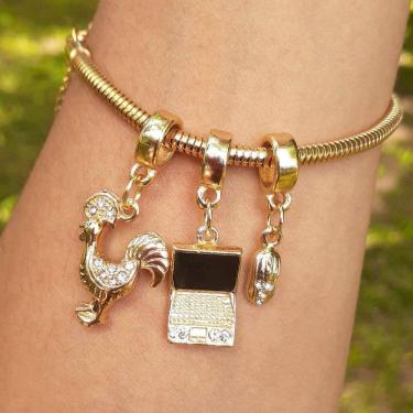 Imagem de Pulseira Profissão Publicidade Para Pandora Banhado a Ouro 18k