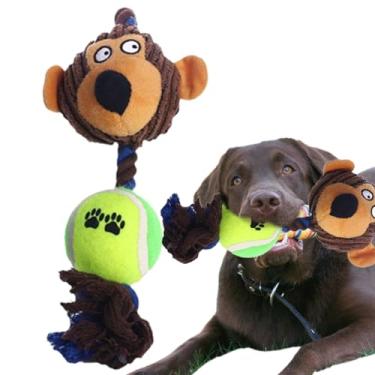 Imagem de Brinquedos de veludo para cães - Brinquedo de pelúcia para cães médios - Com algodão de tênis e brinquedos interativos para mastigar para cães, boneca para aliviar o desconforto da dentição Xiaofeigun