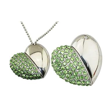 Imagem de Pen Drive USB em forma de coração de 128 GB, unidades USB pen drives pen drive USB 2.0 disco pen drive para armazenamento de data, disco com zíper, pen drive USB (verde)