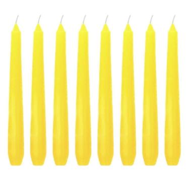 Imagem de Kit 10 Velas Castiçal Amarelo Lisa 20 Cm Castiçal Candelabro