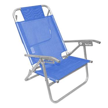 Imagem de Cadeira de Praia Reclinável Alumínio Conforto Sanet Ronchetti Azul