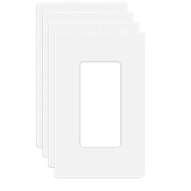 Imagem de 1 Gang Screwless Decora Placa de Parede Tampa de Interruptor Duplo Tomada Placa Elétrica para Interruptor de Luz, Interruptor Inteligente, Receptáculo, Dimmers, Tomada USB, GFCI, Placa de Cobertura Segura para Crianças, Branco (Pacote com 4)