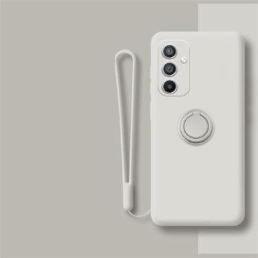 Imagem de Capa magnética de silicone líquido para Samsung Galaxy A54 5G A14 A34 A53 A33 A52S A13 Note 20 Ultra 10 Plus 9 Capa de telefone com suporte de anel, branco antigo, para A54 5G