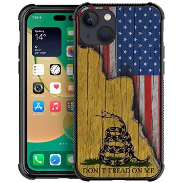 Imagem de YiXinBB Capa protetora de TPU resistente a arranhões e impactos compatível com iPhone 13 Mini, modelo da bandeira de madeira americana, da H Don't Tread On Me, compatível com iPhone 13 Mini de 5,4 polegadas