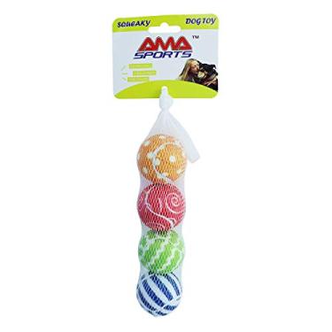 Imagem de AMA SPORT Bolas de tênis Squeaky para cães, pacote com 4, bolas de tênis estridentes de 5 cm para filhotes, brinquedos para cães pequenos, para buscar, fazer exercícios, brincar ao ar livre
