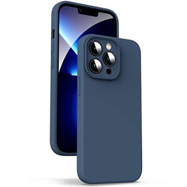 Imagem de Supdeal Capa de silicone líquido para iPhone 13 Pro Max, [proteção da câmera] [antiimpressões digitais] [carregamento sem fio] capa protetora para celular de 4 camadas, capa protetora de microfibra embutida, 6,7 polegadas, azul escuro
