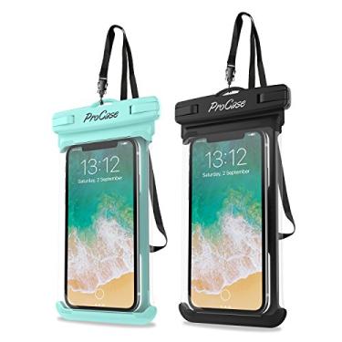 Imagem de ProCase Bolsa de telefone à prova d'água para mergulho com snorkel, bolsa seca subaquática para iPhone 15 14 13 Pro Max 12 11, Galaxy S24 S23 S2 Ultra Note Pixel até 17.8 cm, Beach Essentials - Pacote