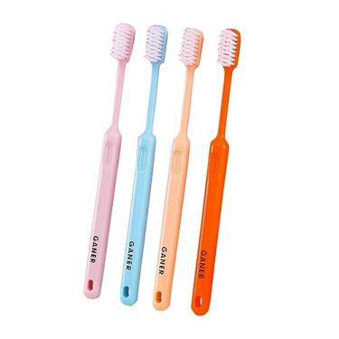 Imagem de RYZGOJV Escovas de dentes premium embaladas individualmente, cerdas de nylon macias multicoloridas, escovas de dentes de limpeza para dentes sensíveis e gengivas recuadas, 4PCS-A09