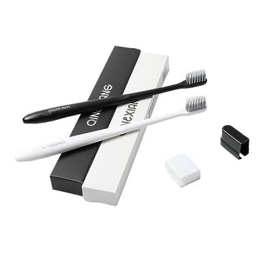 Imagem de RYZGOJV Escovas de dentes premium embaladas individualmente, cerdas de nylon macias multicoloridas, escovas de dentes de limpeza para dentes sensíveis e gengivas recuadas, 2 peças-B09