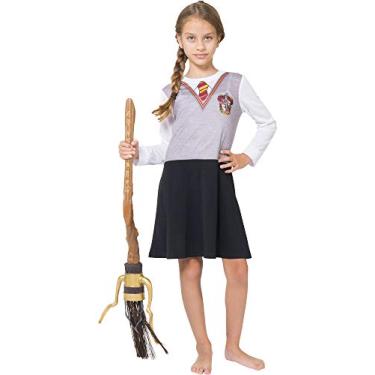 Imagem de Harry Potter Pijama de uniforme Grifinória Hermoine Hogwarts para meninas, Cinza, 14