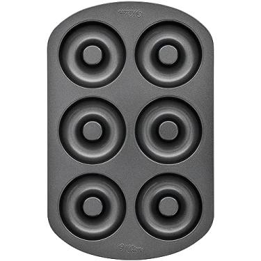 Imagem de Wilton Assadeira de rosquinha de 6 cavidades, faz donuts individuais de 9,5 cm ou petiscos assados, antiaderente e lavável na lava-louças, aproveite ou dê de presente, metal (1 panela)