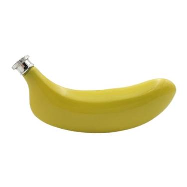 Imagem de IEUDNS Garrafa de quadril em forma de banana de 5 onças, garrafa de bolso de álcool conveniente garrafa de bolso de licor de aço inoxidável para bar pai, sem corda
