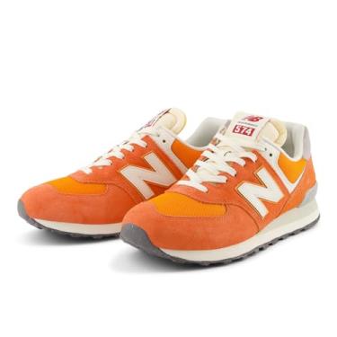 Imagem de New Balance Tênis de corrida unissex adulto 574 V2 70s, Gulf Red/Sea Salt, 11 Wide Women/9.5 Men