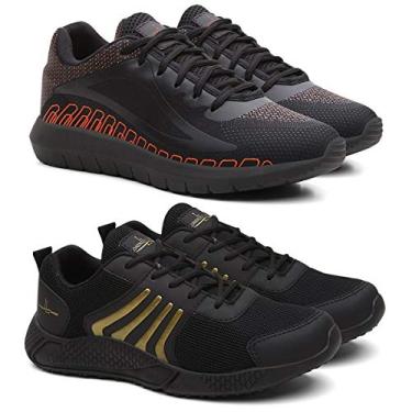 Imagem de Kit Tenis Masculino SPEED Urban + Tênis Running Academia - Preto/Dourado - 42
