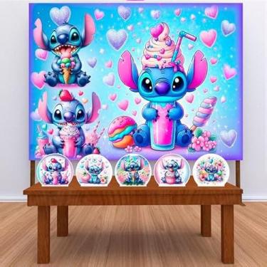 Imagem de Kit Decoração Festa de Aniversário Infantil Painel + Displays Stitch Doces