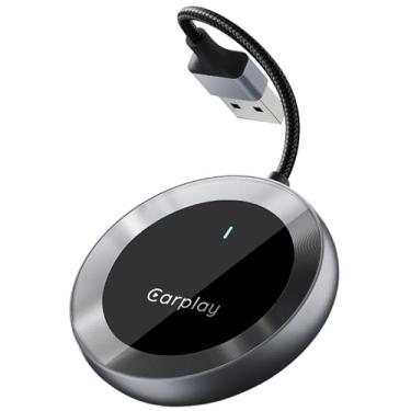 Imagem de Adaptador CarPlay sem fio, atualizado 2024, converte com fio de fábrica para sem fio, Plug and Play, compatível com iPhone, conexão multiusuário, (A20 preto)