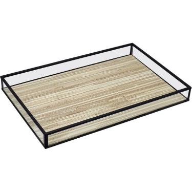 Imagem de BANDEJA DECORATIVA PARA SERVIR HOME&CO VIDRO 3x20x30cm BEGE