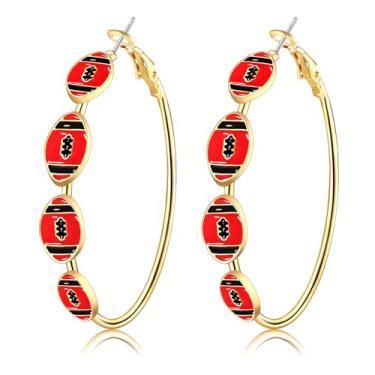 Imagem de Brincos femininos para dia de jogo, beisebol, futebol, argola, esporte, equipe, corrida, dia de jogo, beisebol, futebol, joias, acessórios, roupas, presentes, Zinco, Sem pedra preciosa