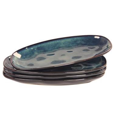 Imagem de LIUYWYHCF Travessas de cerâmica para servir – Conjunto de 4 pratos ovais de salada para entretenimento, pratos de cozinha modernos para jantar, frutas, salada, bandejas de servir, pratos ovais, 30 cm